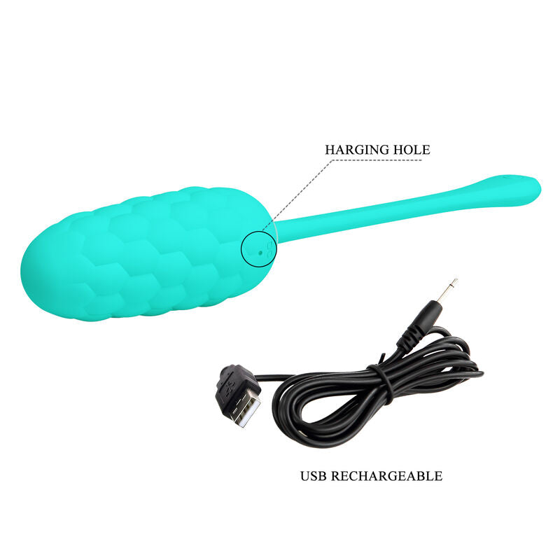 Aqua Green Rechargeable Marine Texture Vibrating Egg