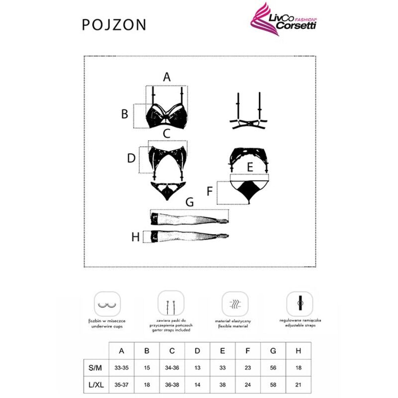 Pojzon lc 90670 subjectador + medias + ligero + panty negro