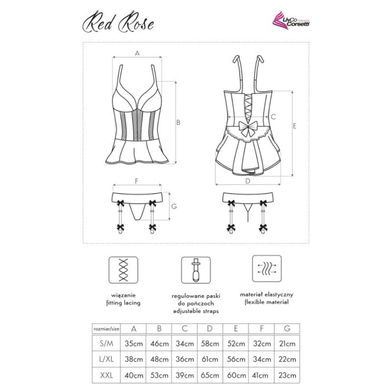 Red rose lc 90130 corset + panty red