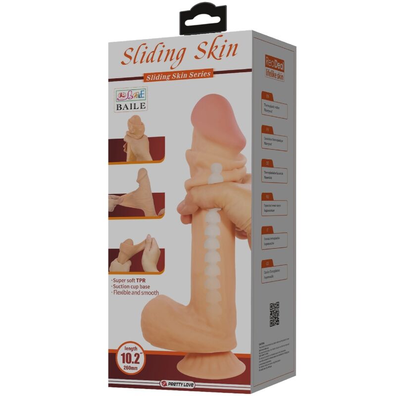 Sliding Skin Series Realistic Dildo with Suction Cup Sliding Skin Flesh 26 cm