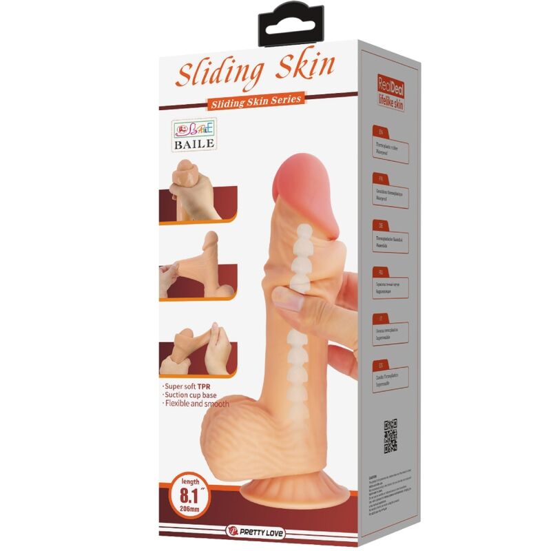 Sliding Skin Series Realistic Dildo with Suction Cup Sliding Skin 20.6 cm