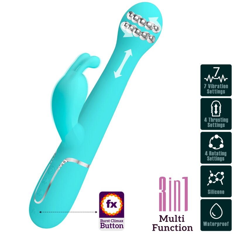Dejon Rabbit 3-in-1 Multi-Function Vibrator Aqua Green