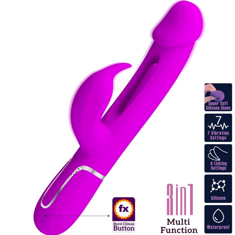 Dejon Rabbit 3-in-1 Multifunction Fuchsia Vibrator