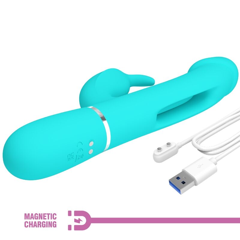 Vibrateur dejon rabbit 3 en 1 multifonction vert aqua