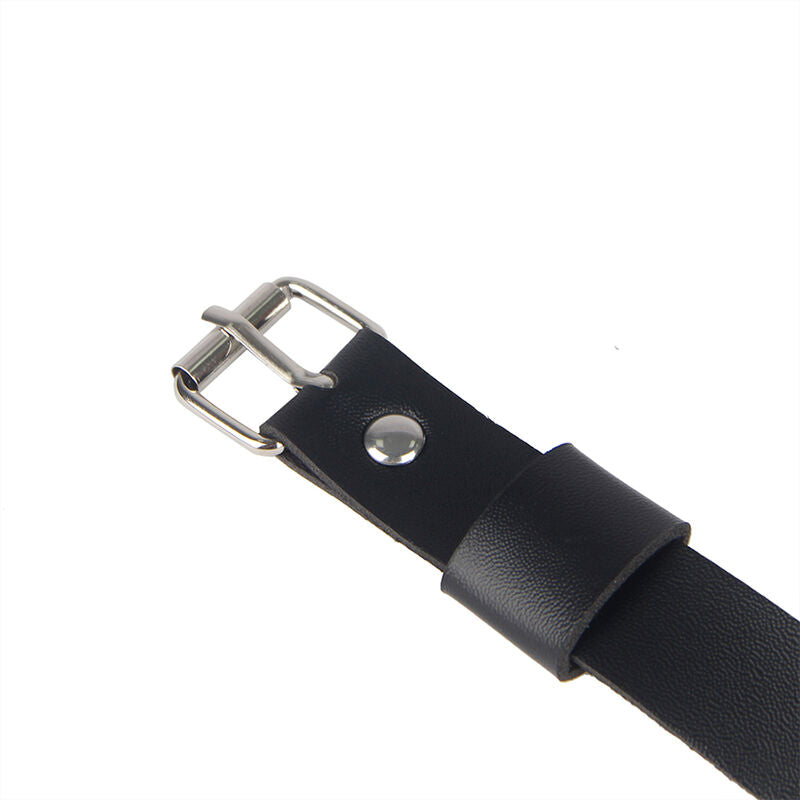Black leather chain leg harness, one size