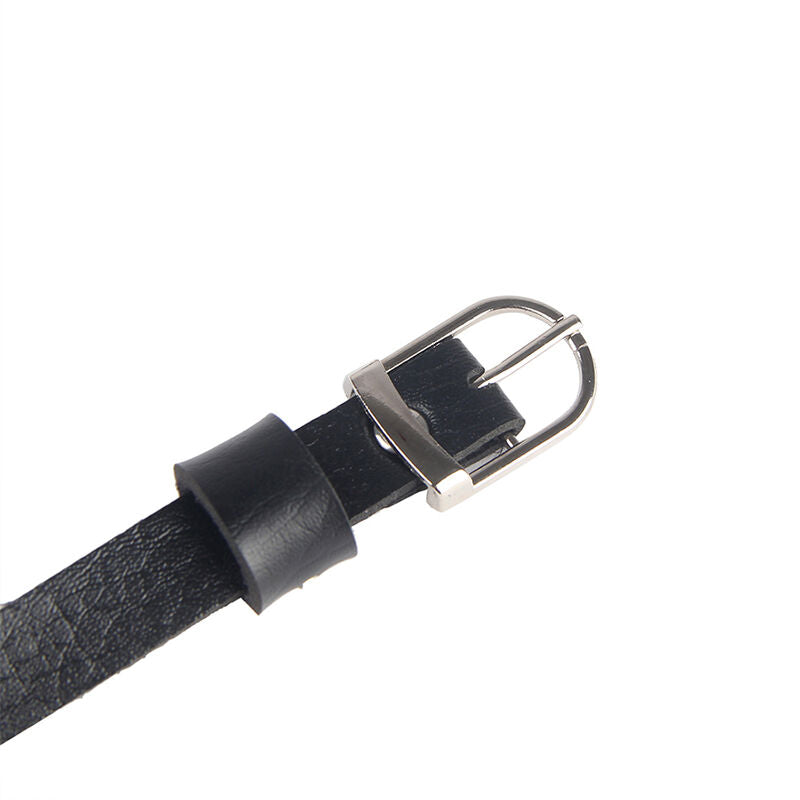 Black leather chain chest harness one size