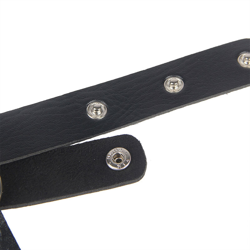 Black leather chain chest harness one size