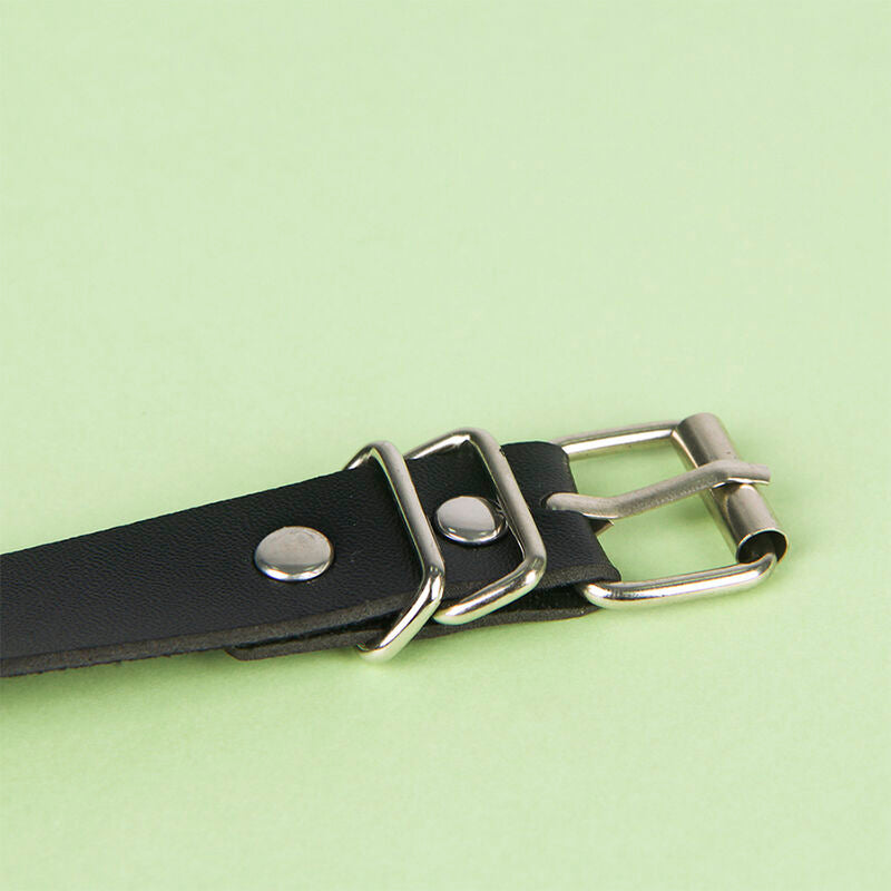 Black leather chain belt, one size