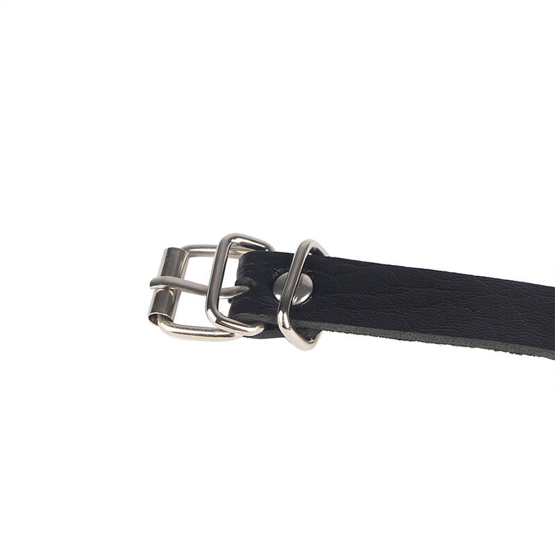 Leather ring chain belt black one size