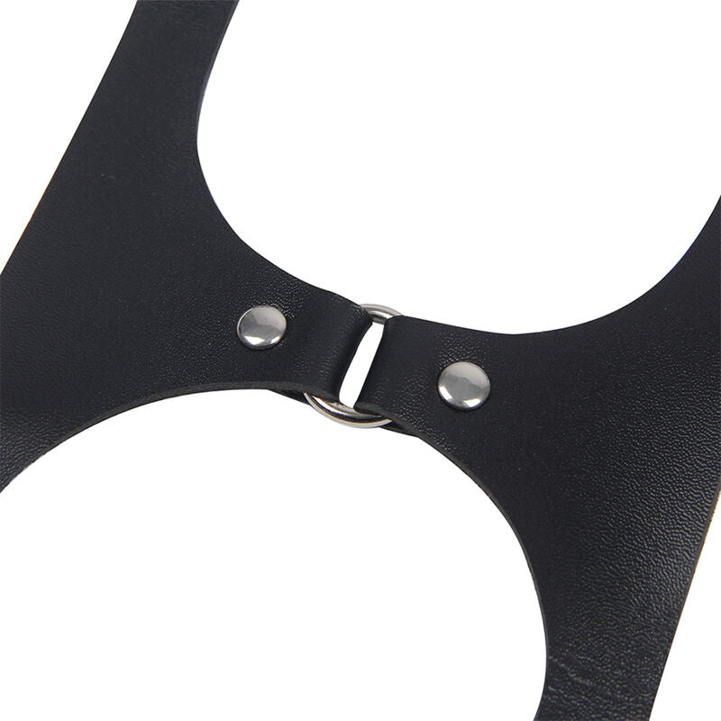 Full body harness with black leather buckles, one size