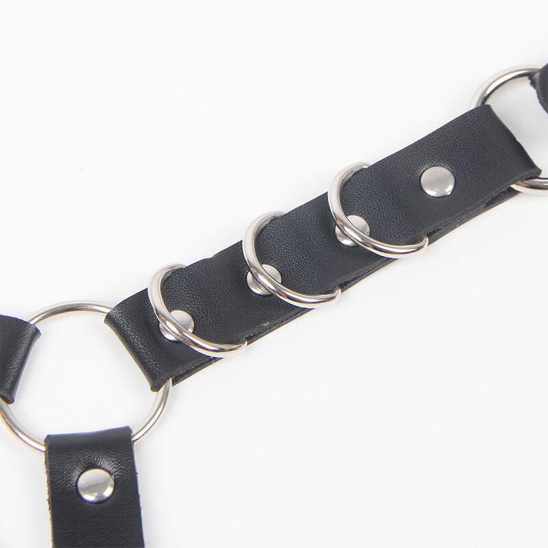 Harness belt and garters with rings and chain detail one size