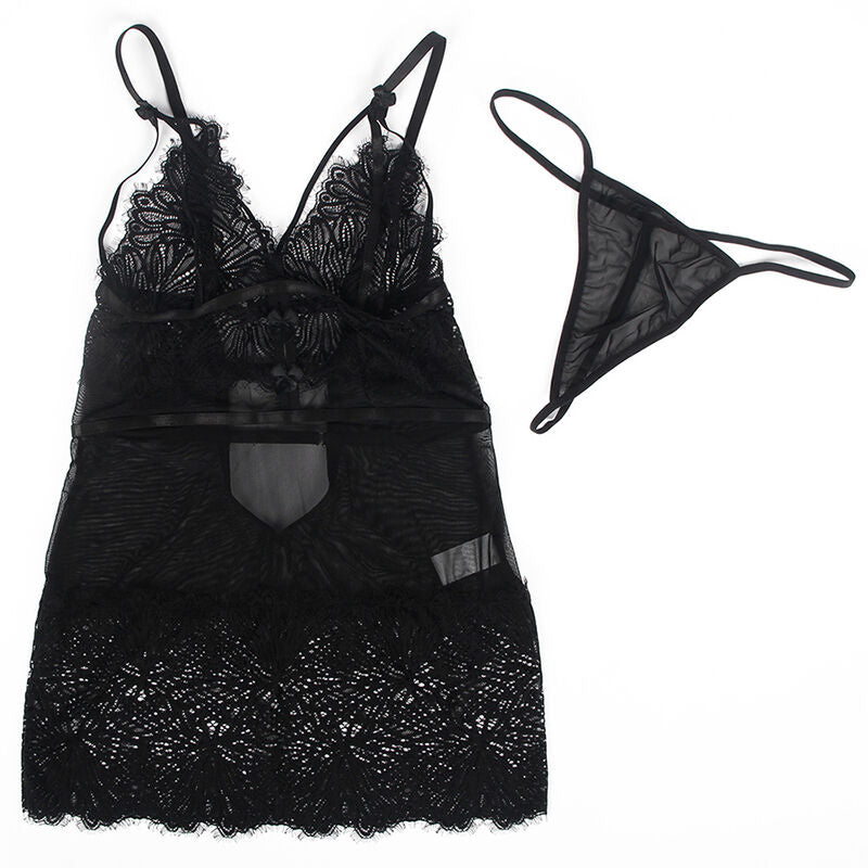Babydoll with adjustable straps to hold black s/m