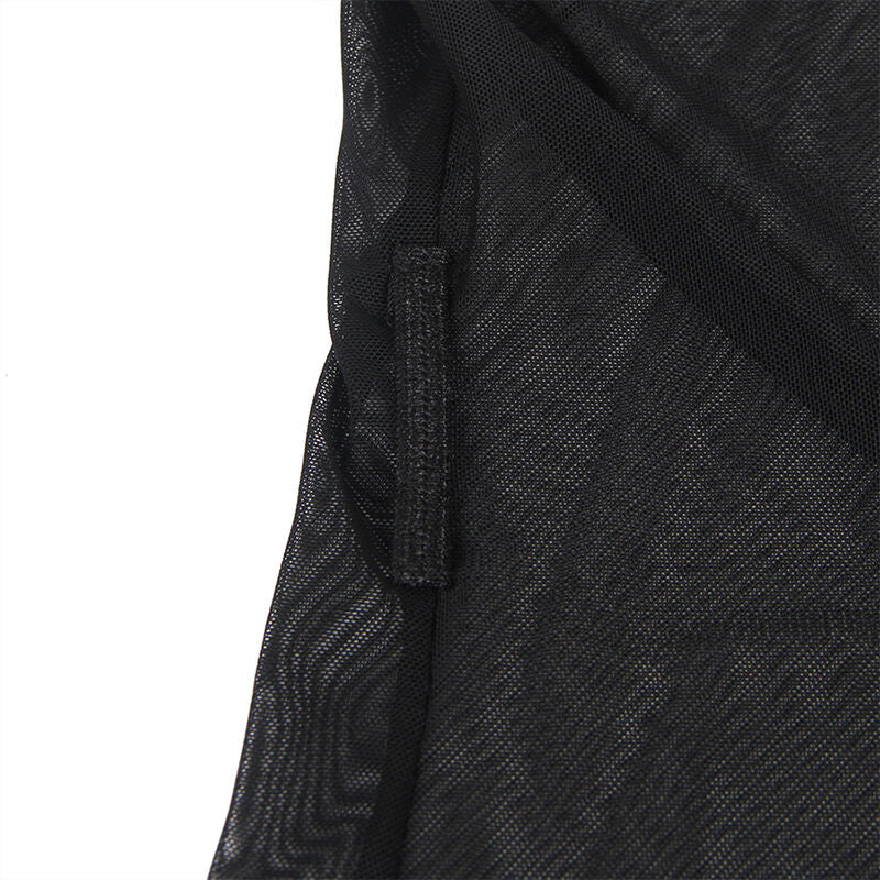 Bata tela transparente detalle encaje negro s/m