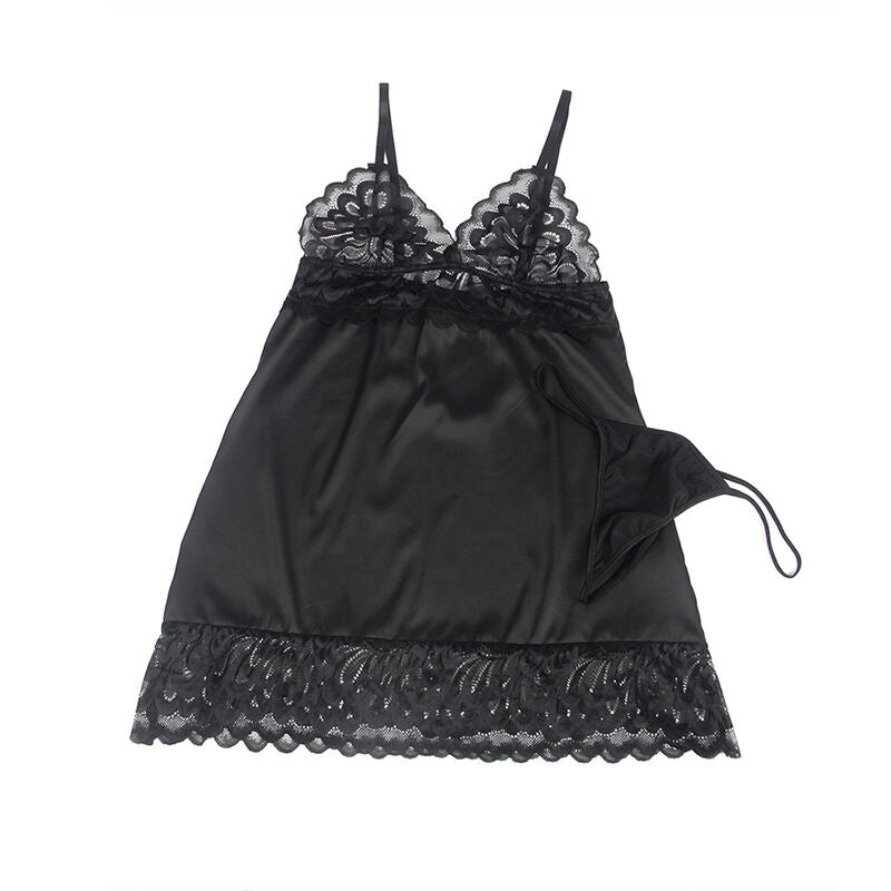 Babydoll with floral print pecho negro s/m