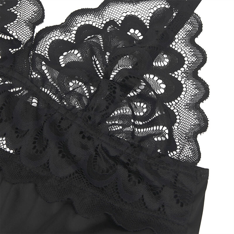 Babydoll with floral print pecho negro s/m