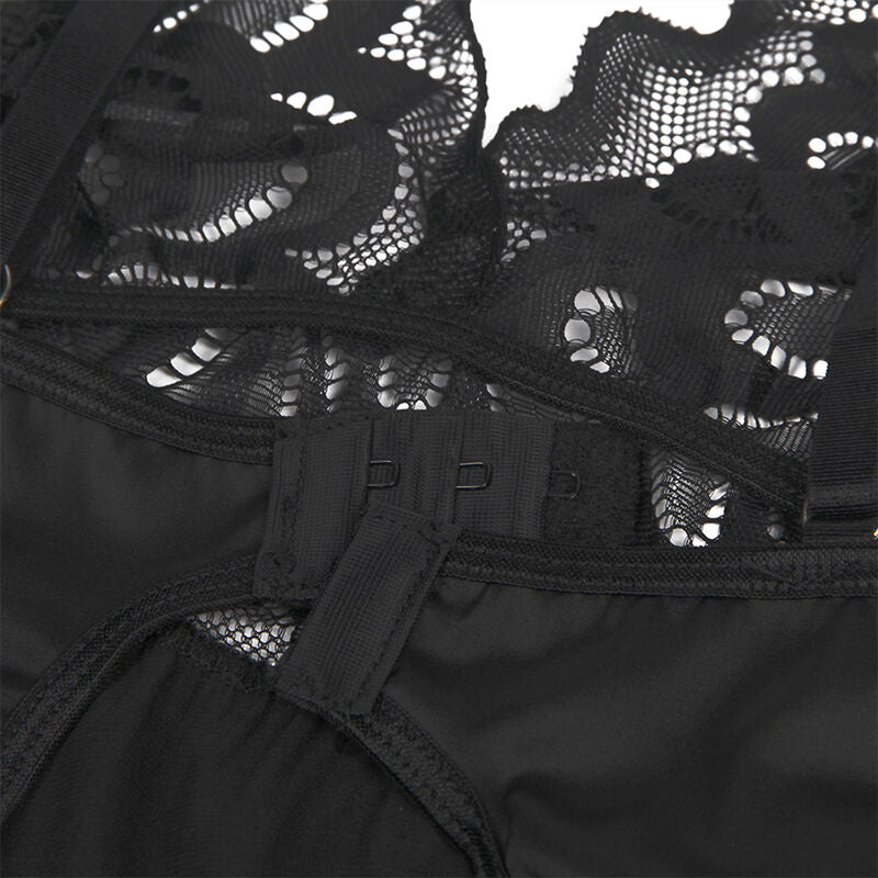 Babydoll with floral print pecho negro s/m