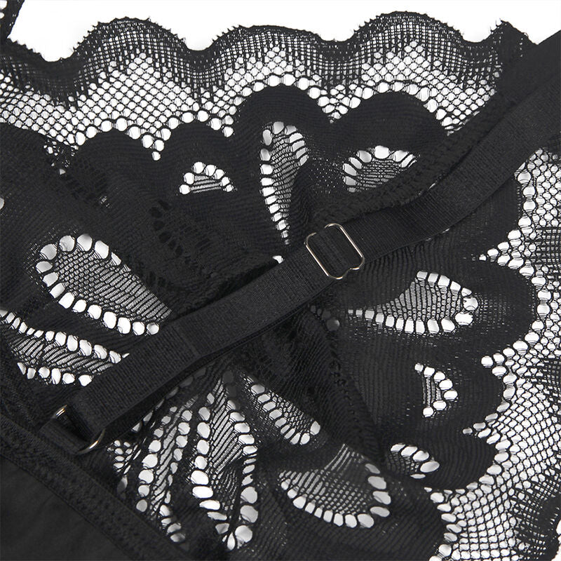 Babydoll with floral print pecho negro s/m