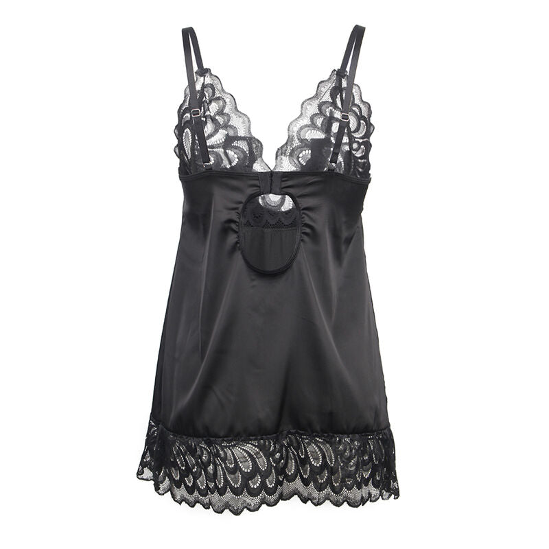 Babydoll with floral print pecho negro s/m