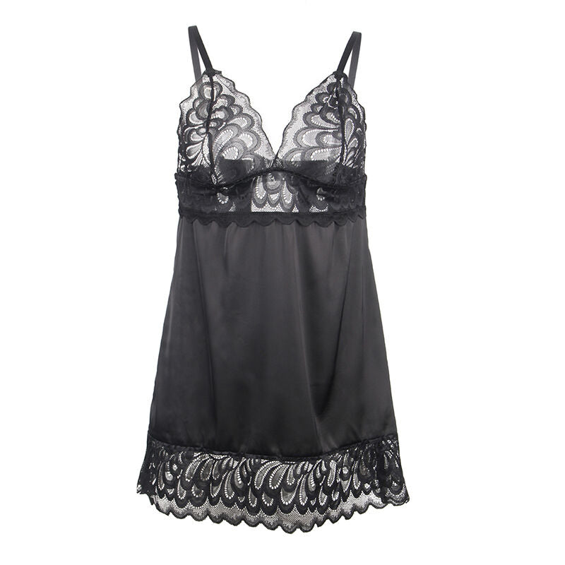 Babydoll with floral print pecho negro s/m