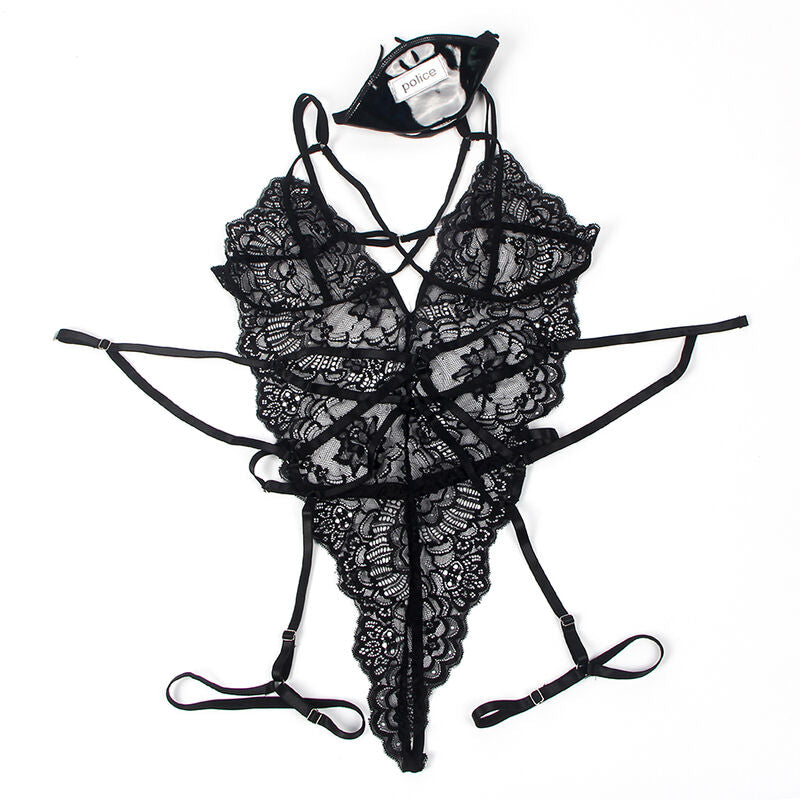 Disfraz police body encaje negro s/m
