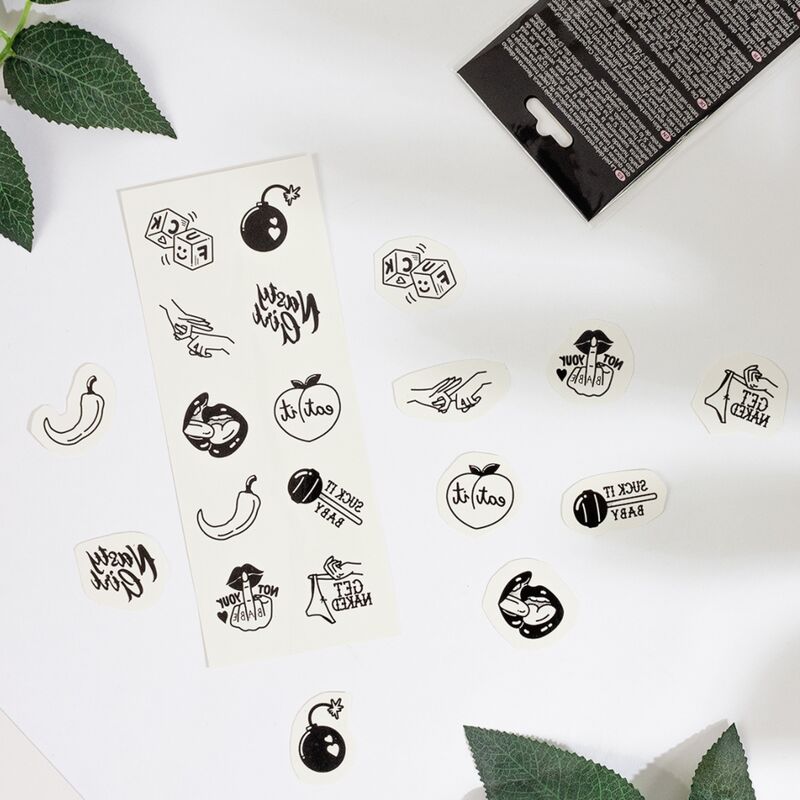 Set of 10 spicy collection temporary tattoos