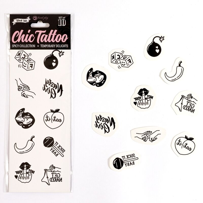 Lot de 10 tatouages temporaires spicy collection