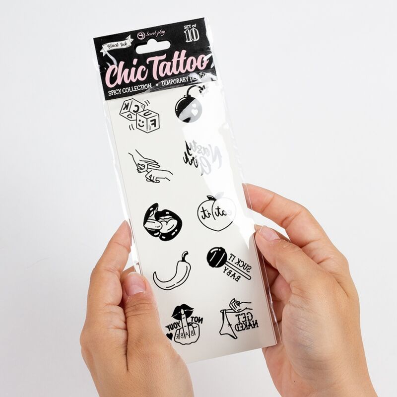 Set of 10 spicy collection temporary tattoos
