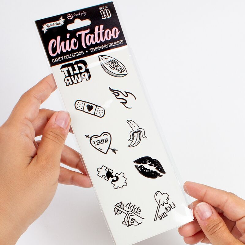 Set of 10 candy collection temporary tattoos