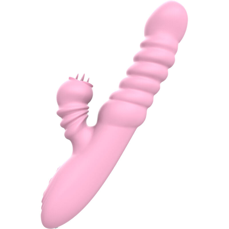 Multifunctional vibrator with stimulating tongue, pink heat effect