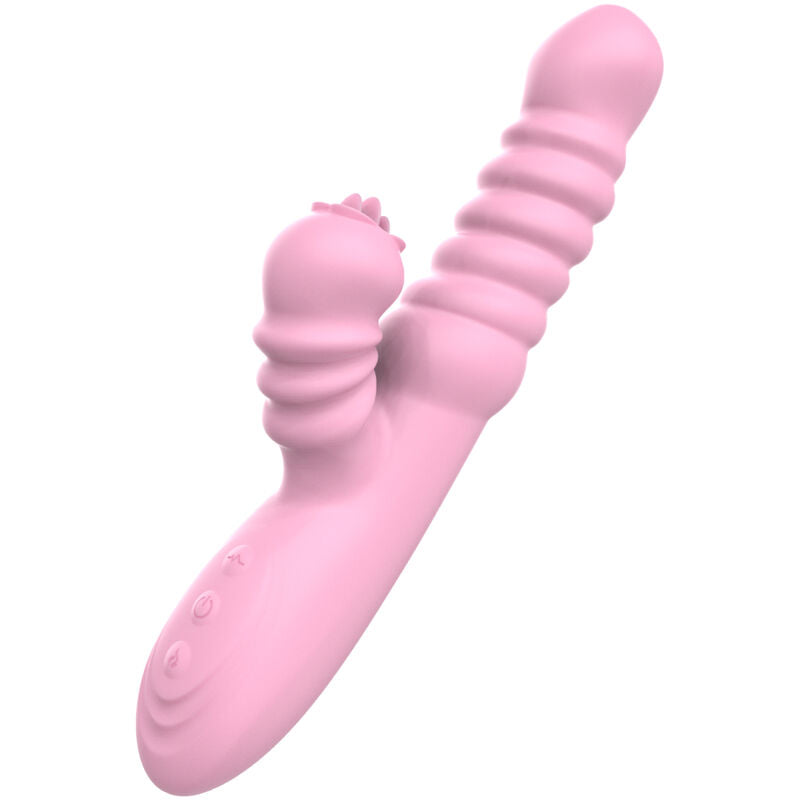 Multifunctional vibrator with stimulating tongue, pink heat effect