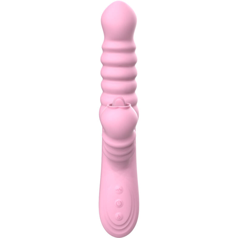 Multifunctional vibrator with stimulating tongue, pink heat effect