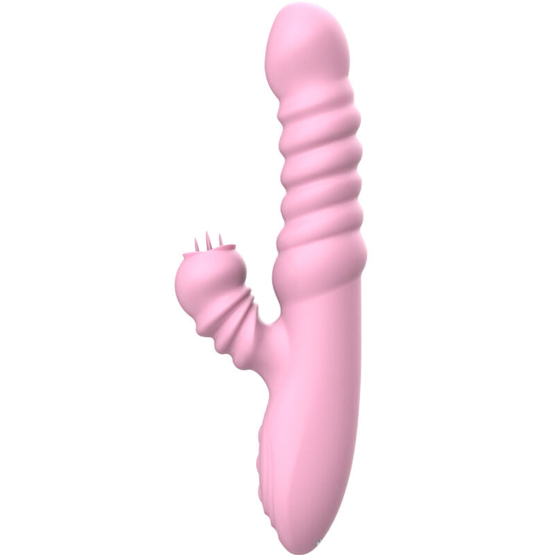 Multifunctional vibrator with stimulating tongue, pink heat effect