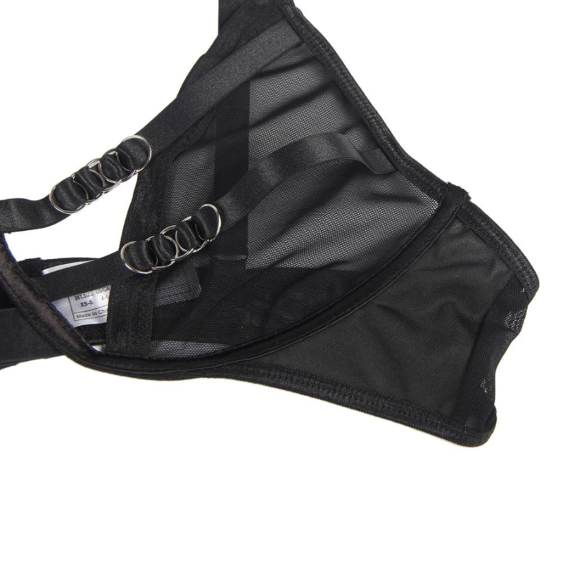 Two-piece sheer bra and s/m bands set