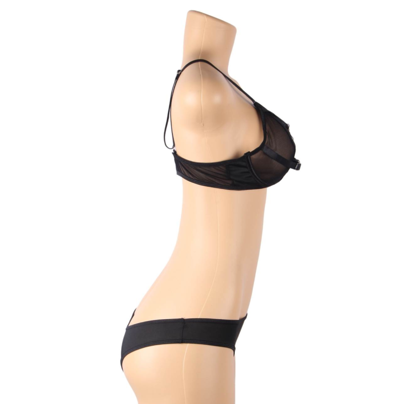 Two-piece sheer bra and s/m bands set