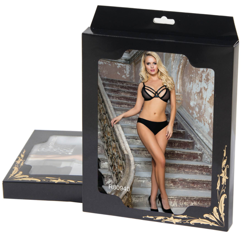 Two-piece sheer bra and s/m bands set