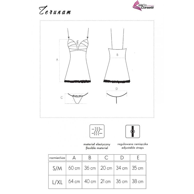 Zerunam set babydoll + black tanga