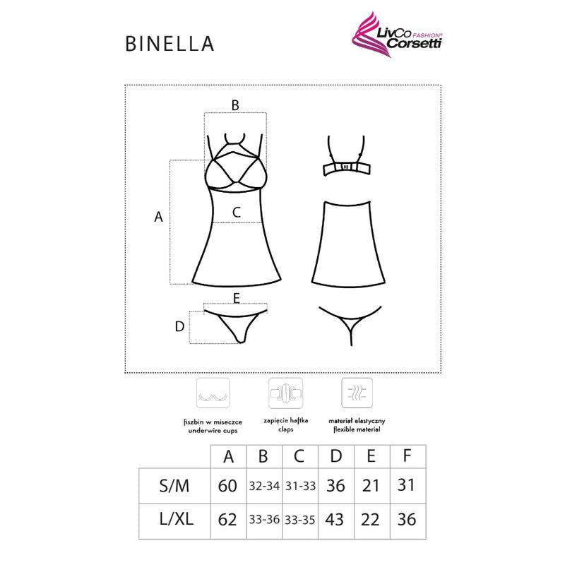 Binella set babydoll + tanga negro