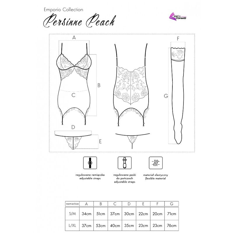Persinne peach set corset + panty + medias