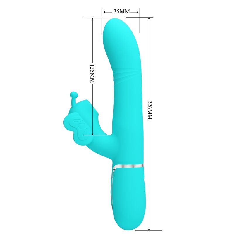 4-in-1 Multi-Function Rabbit Vibrator Butterfly Aqua Green