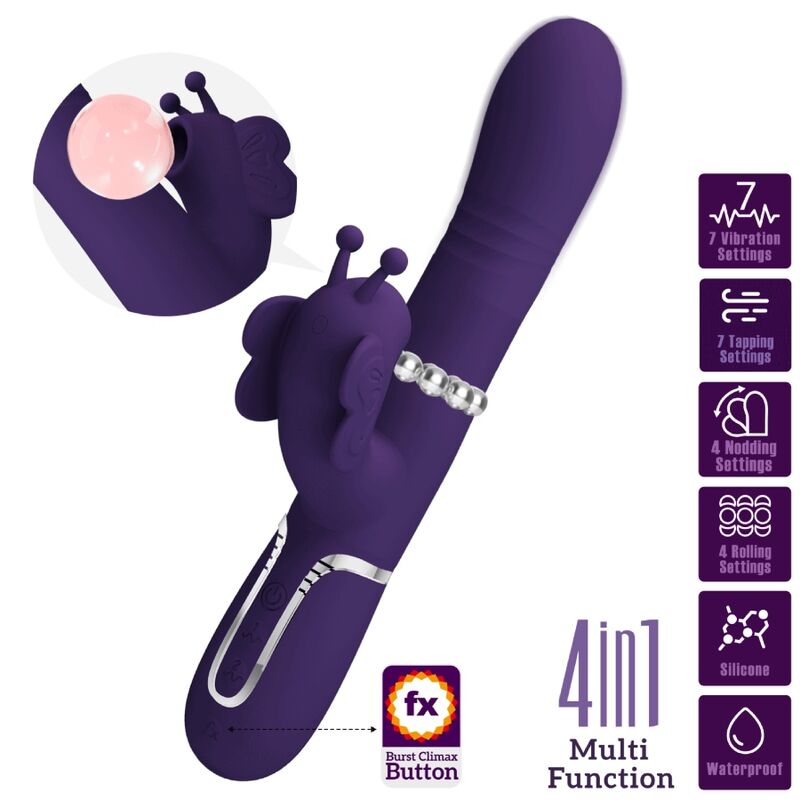 4 in 1 Multi-Function Rabbit Vibrator Purple Butterfly