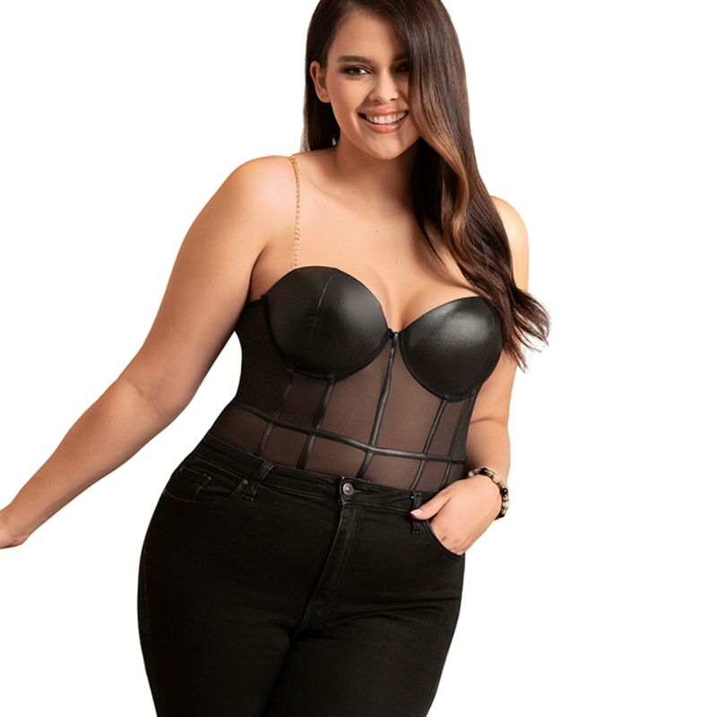 Body tiras cadena negro s/m