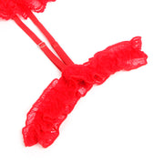 Teddy con liga detalle encaje y tiras rojo s/m
