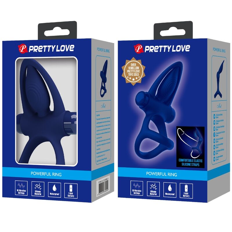 Mat double anneau avec vibration & stimulateur bleu