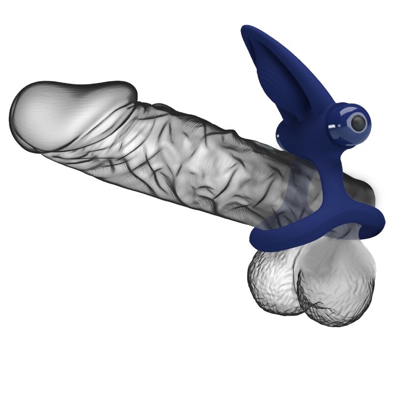 Mat double anneau avec vibration & stimulateur bleu