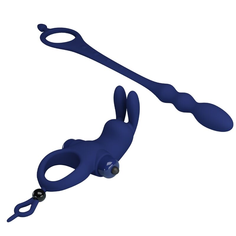 Ayad anneau vibrateur lapin avec plug bleu