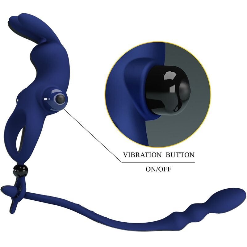 Ayad anneau vibrateur lapin avec plug bleu