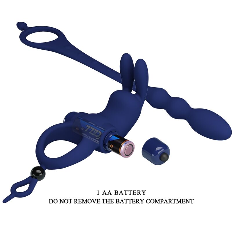 Ayad anneau vibrateur lapin avec plug bleu