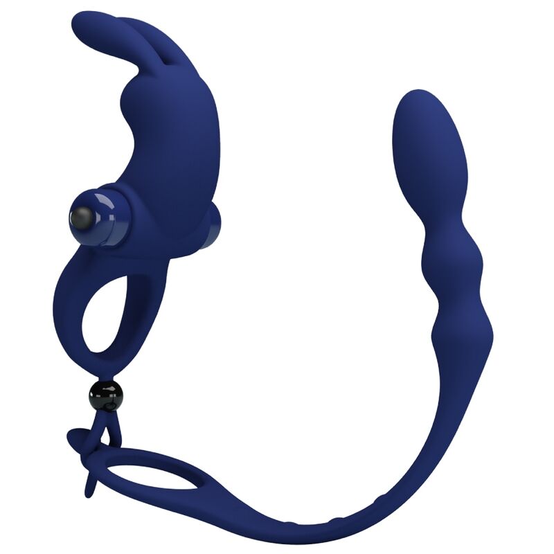 Ayad anneau vibrateur lapin avec plug bleu