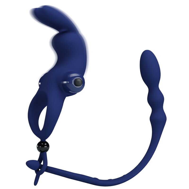 Ayad anneau vibrateur lapin avec plug bleu