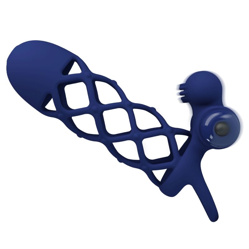Giann anneau vibrateur avec gaine en silicone bleu